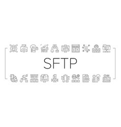 Ssh Sftp File Transfer Protocol Icons Set