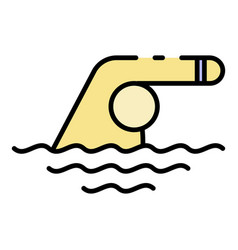 Triathlon Swimming Icon Color Outline