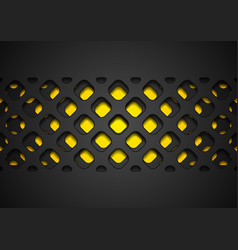 Black Abstract Papercut Grid Pattern On Yellow