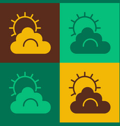 Pop Art Sun And Cloud Weather Icon Isolated On