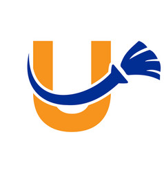 Letter U House Clean Logo With Brush Symbol