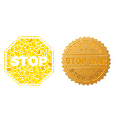 Octagon Warning Stop Icon Collage Of Golden