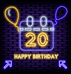 20th Happy Birthday 20 Year Old Neon Sign