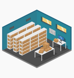 Isometric Storage Room Warehouse With Parcels