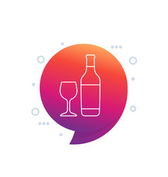 Wine Bottle And Wineglass Line Icon