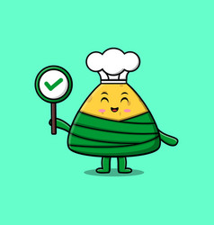 Cartoon Chinese Rice Dumpling Chef Hold Correct