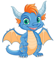 Cute Blue Dragon Cartoon Character Standing