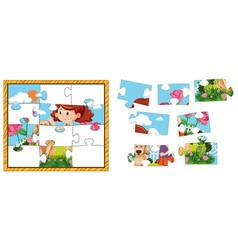 Girl With Dog Photo Puzzle Game Template