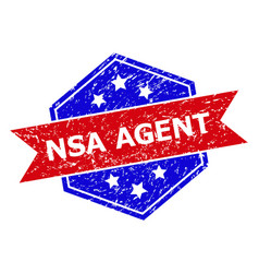 Hexagon Bicolor Nsa Agent Seal With Corroded