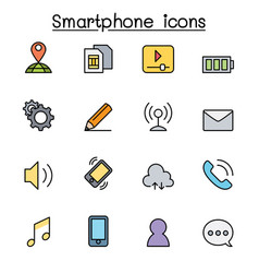 Smart Phone Color Line Icon Set