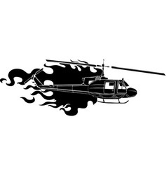 Black Silhouette Of Combat Helicopter Crash Flat