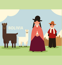 Bolivia Couple And Llamas