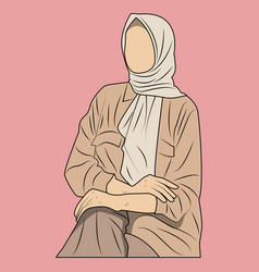 Cartoon Hijab Woman With Plain Face