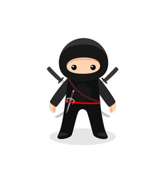 Cute Ninja Standing With Sai And Katana