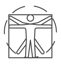 Leonardo Da Vinci Vitruvian Man Thin Line Icon