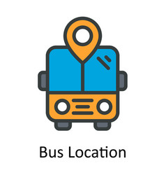 Bus Location Fill Outline Icon Design Ill