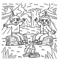 Camping Campers Telling Stories Coloring Page