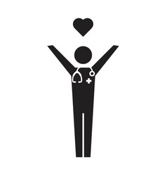 Doctor Icon Male Pictogram With Heart Symbol