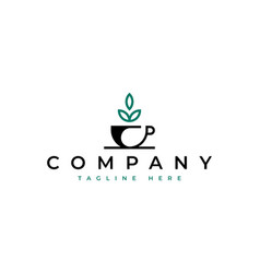 Coffee And Tea Nature Green Leaf Logo Design