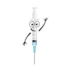 Medical Syringe With Face And Vaccine Covid-19