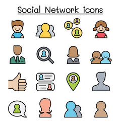 Social Network Icon Set In Fill Outline Style