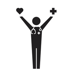 Doctor Icon Male Pictogram With Heart Symbol