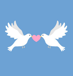 Flat Hand Drawn Pair Of Love Doves