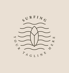 Surf Club Line Icon Logo Symbol Design Surfboard