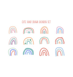 Abstract Cute Hand Drawn Rainbow Using Pastel