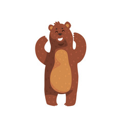 Cheerful Grizzly Bear Standing With Paws Up