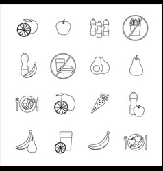 Set Of Outline Healthy Eating Icons