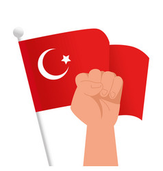 Turkish Flag And Fist Hand Up Power Sign