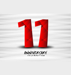 11 Year Anniversary Celebration Logo Red Polygon