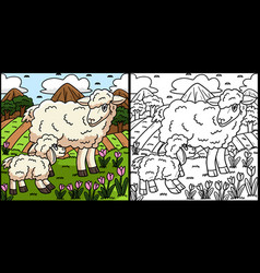 Mother Sheep And Lamb Coloring Page