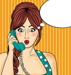 Pop Art Woman Chatting On Retro Phone Comic