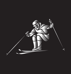 Giant Slalom Ski Racer Stippled Silhouette