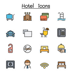 Hotel Color Line Icon Set