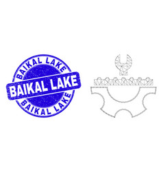 Blue Grunge Baikal Lake Stamp Seal And Web Mesh