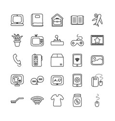 Box And Quarentine Icon Set Line Style