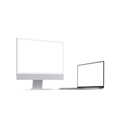 Computer Monitor And Laptop Mockups With Side View