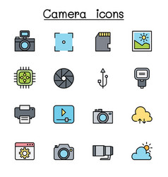 Photography Color Line Icon Set