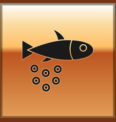 Black Fish With Caviar Icon Isolated On Gold