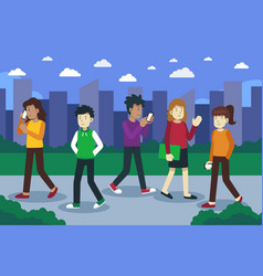 Hand Drawn Flat Design Crowd People Walking