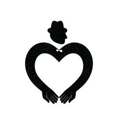 Male Icon Dandy In Hat With Hands In Heart Shape