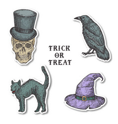 Vintage Style Halloween Stickers Bundle Hand