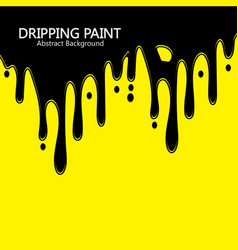 Black Ink Dripping Paint Spill Leaking On Yellow