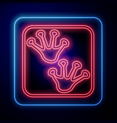 Glowing Neon Frog Paw Footprint Icon Isolated