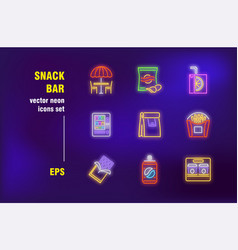 Snack Bar Neon Signs Set