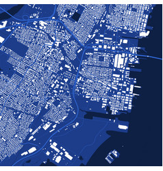 Detailed Blue Map Poster Of Jersey City Linear