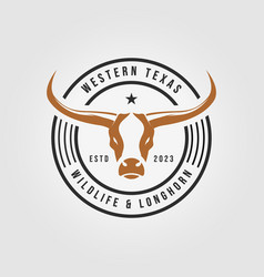 Emblem Cow Longhorn Cowboy Logo Icon Design